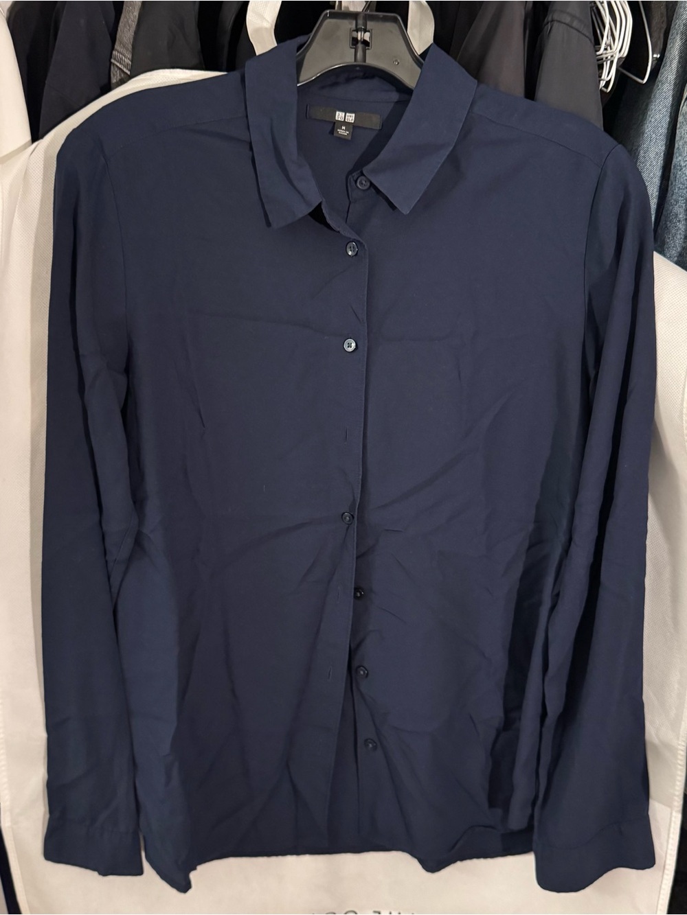 Uniqlo Navy Collared Button-Down Shirt